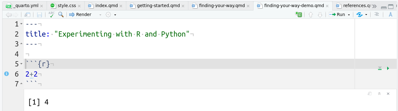 R output underneath the code chunk