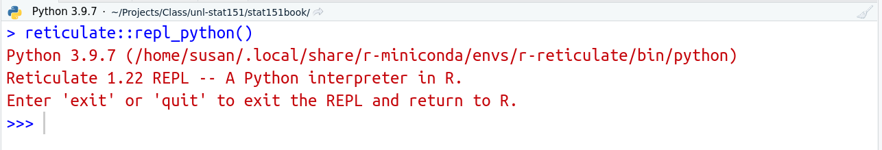Screenshot of how to get the python console