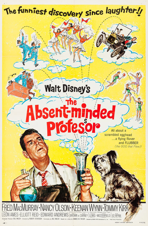 The poster for the Disney movie 'The Absent-minded Professor'