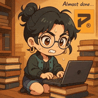 A gif of a cartoon woman typing furiously